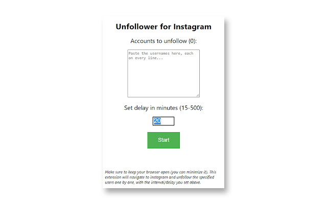 Unfollower for Instagram from Chrome web store to be run with OffiDocs Chromium online Unfollower for Instagram from Chrome web store to be run with OffiDocs Chromium online
