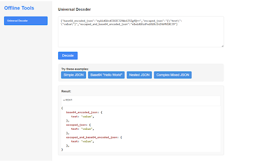 Universal Decoder Extension from Chrome web store to be run with OffiDocs Chromium online Universal Decoder Extension from Chrome web store to be run with OffiDocs Chromium online