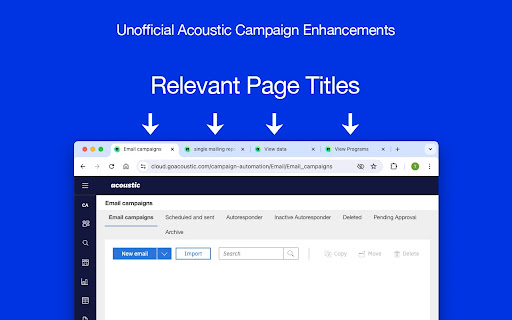 Unofficial Acoustic Campaign Enhancements from Chrome web store to be run with OffiDocs Chromium online Unofficial Acoustic Campaign Enhancements from Chrome web store to be run with OffiDocs Chromium online