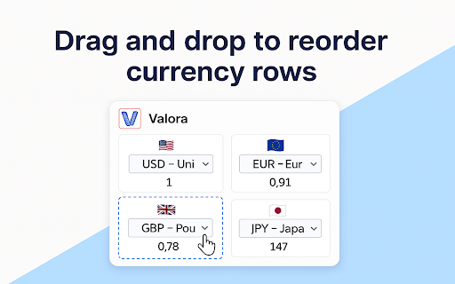 Valora Simple Currency Converter from Chrome web store to be run with OffiDocs Chromium online Valora Simple Currency Converter from Chrome web store to be run with OffiDocs Chromium online