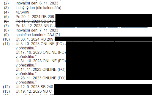 VŠE timetable now from Chrome web store to be run with OffiDocs Chromium online VŠE timetable now from Chrome web store to be run with OffiDocs Chromium online