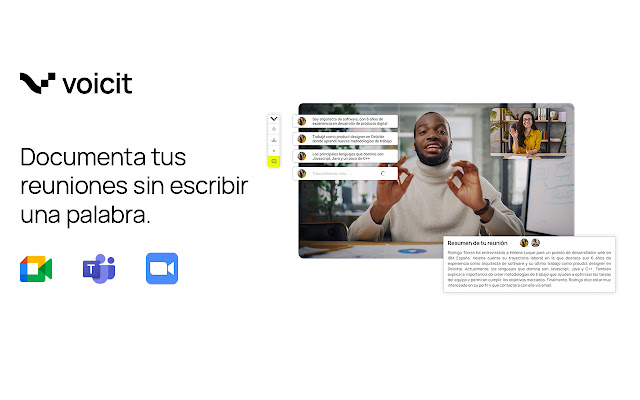 Voicit: Resúmenes automáticos de reuniones from Chrome web store to be run with OffiDocs Chromium online Voicit: Resúmenes automáticos de reuniones from Chrome web store to be run with OffiDocs Chromium online