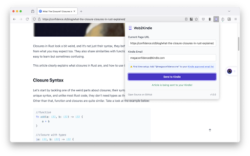 Web2Kindle from Chrome web store to be run with OffiDocs Chromium online Web2Kindle from Chrome web store to be run with OffiDocs Chromium online