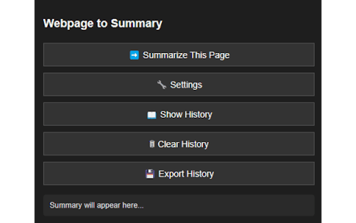 Web Page Summarizer from Chrome web store to be run with OffiDocs Chromium online Web Page Summarizer from Chrome web store to be run with OffiDocs Chromium online