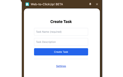 Web to ClickUp! BETA from Chrome web store to be run with OffiDocs Chromium online Web to ClickUp! BETA from Chrome web store to be run with OffiDocs Chromium online