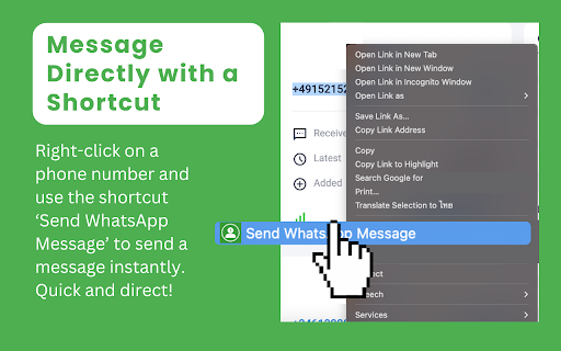 WhatsMessage Direct from Chrome web store to be run with OffiDocs Chromium online WhatsMessage Direct from Chrome web store to be run with OffiDocs Chromium online
