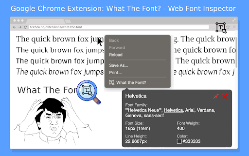 What the font? Web Font Inspector from Chrome web store to be run with OffiDocs Chromium online What the font? Web Font Inspector from Chrome web store to be run with OffiDocs Chromium online