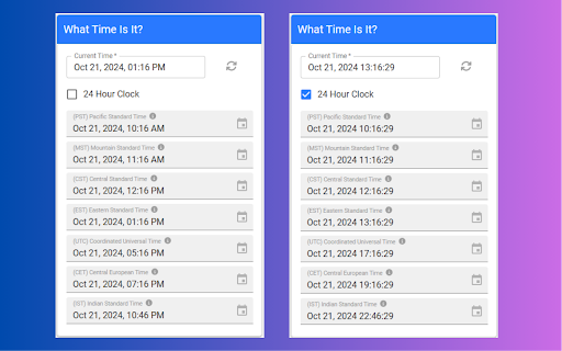 What Time Is It? from Chrome web store to be run with OffiDocs Chromium online What Time Is It? from Chrome web store to be run with OffiDocs Chromium online