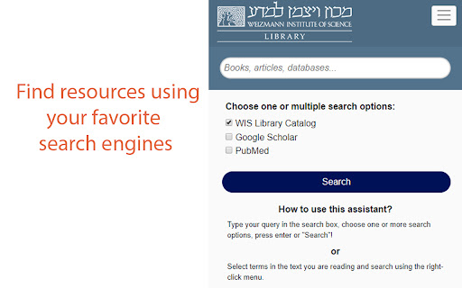 WIS Library Search Assistant from Chrome web store to be run with OffiDocs Chromium online WIS Library Search Assistant from Chrome web store to be run with OffiDocs Chromium online