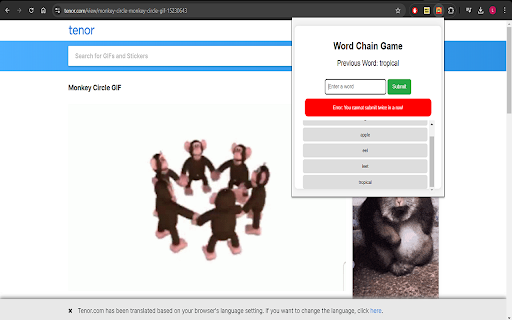 Word Chain Inator from Chrome web store to be run with OffiDocs Chromium online Word Chain Inator from Chrome web store to be run with OffiDocs Chromium online