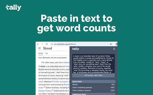 Word Counter (Tally) from Chrome web store to be run with OffiDocs Chromium online Word Counter (Tally) from Chrome web store to be run with OffiDocs Chromium online