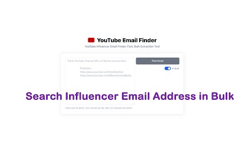 YouTube Email Finder from Chrome web store to be run with OffiDocs Chromium online YouTube Email Finder from Chrome web store to be run with OffiDocs Chromium online