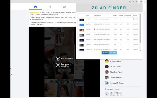 ZD AD FINDER from Chrome web store to be run with OffiDocs Chromium online ZD AD FINDER from Chrome web store to be run with OffiDocs Chromium online