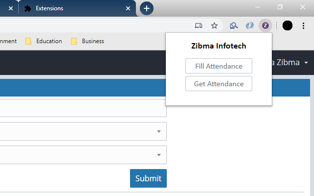 Zibma Infotech (Attendance) from Chrome web store to be run with OffiDocs Chromium online Zibma Infotech (Attendance) from Chrome web store to be run with OffiDocs Chromium online