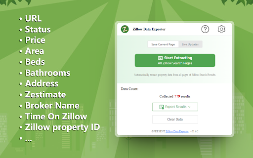 Zillow Data Exporter: Free Easy Data Scraping from Chrome web store to be run with OffiDocs Chromium online Zillow Data Exporter: Free Easy Data Scraping from Chrome web store to be run with OffiDocs Chromium online