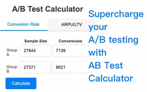 A/B Test Calculator from Chrome web store to be run with OffiDocs Chromium online A/B Test Calculator from Chrome web store to be run with OffiDocs Chromium online