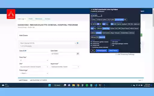 ACGME Anesthesia Case Log Helper from Chrome web store to be run with OffiDocs Chromium online ACGME Anesthesia Case Log Helper from Chrome web store to be run with OffiDocs Chromium online