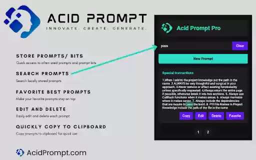 Acid Prompt Pro from Chrome web store to be run with OffiDocs Chromium online Acid Prompt Pro from Chrome web store to be run with OffiDocs Chromium online