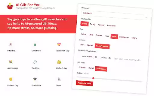 AI Gift For You from Chrome web store to be run with OffiDocs Chromium online AI Gift For You from Chrome web store to be run with OffiDocs Chromium online