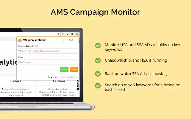 AMS Campaign Monitor from Chrome web store to be run with OffiDocs Chromium online AMS Campaign Monitor from Chrome web store to be run with OffiDocs Chromium online