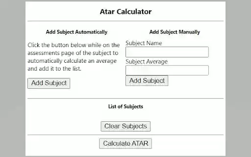 ATAR Calculator from Chrome web store to be run with OffiDocs Chromium online ATAR Calculator from Chrome web store to be run with OffiDocs Chromium online