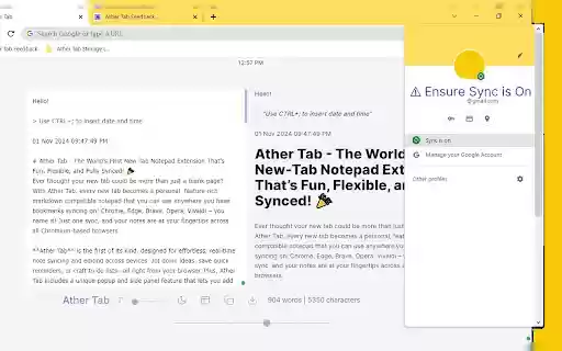 Ather Tab Synced Notes in Tab, Popup and Side Panel from Chrome web store to be run with OffiDocs Chromium online Ather Tab Synced Notes in Tab, Popup and Side Panel from Chrome web store to be run with OffiDocs Chromium online