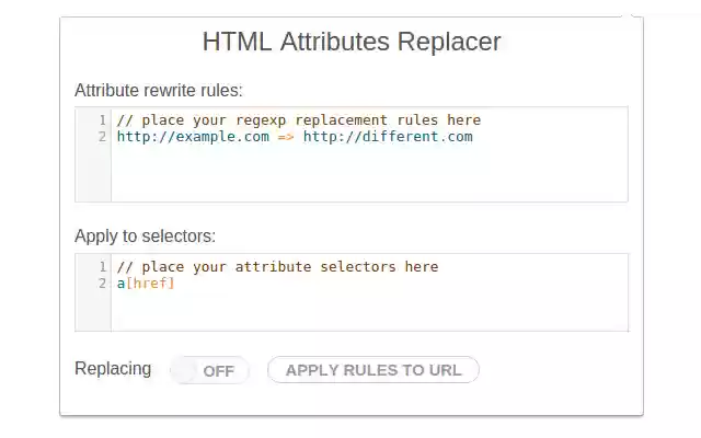 Attributes Replacer from Chrome web store to be run with OffiDocs Chromium online Attributes Replacer from Chrome web store to be run with OffiDocs Chromium online