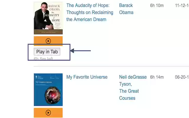 Audible Play in Tab from Chrome web store to be run with OffiDocs Chromium online Audible Play in Tab from Chrome web store to be run with OffiDocs Chromium online