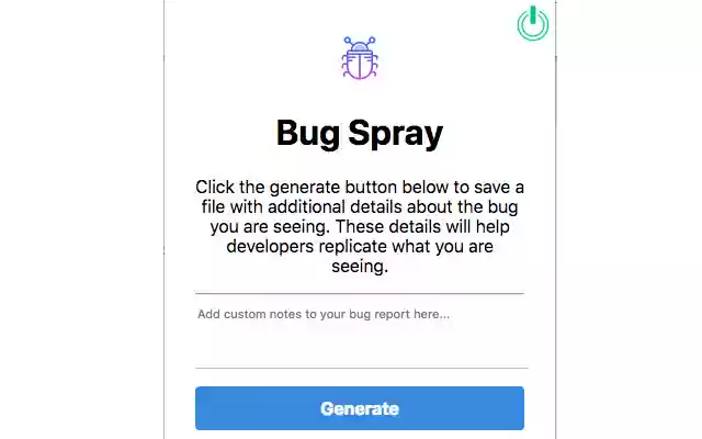 Bug Spray from Chrome web store to be run with OffiDocs Chromium online Bug Spray from Chrome web store to be run with OffiDocs Chromium online