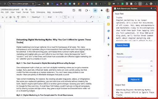 Bulk Search and Replace from Chrome web store to be run with OffiDocs Chromium online Bulk Search and Replace from Chrome web store to be run with OffiDocs Chromium online
