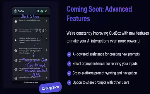 CueBox Save, organize, and reuse AI prompts from Chrome web store to be run with OffiDocs Chromium online CueBox Save, organize, and reuse AI prompts from Chrome web store to be run with OffiDocs Chromium online
