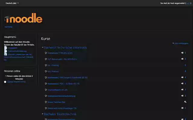Darkmode für TH Köln Moodle from Chrome web store to be run with OffiDocs Chromium online Darkmode für TH Köln Moodle from Chrome web store to be run with OffiDocs Chromium online