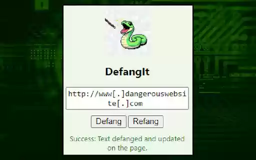 DefangIt from Chrome web store to be run with OffiDocs Chromium online DefangIt from Chrome web store to be run with OffiDocs Chromium online