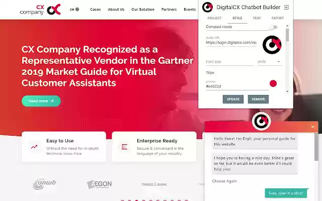DigitalCX Chatbot Builder from Chrome web store to be run with OffiDocs Chromium online DigitalCX Chatbot Builder from Chrome web store to be run with OffiDocs Chromium online