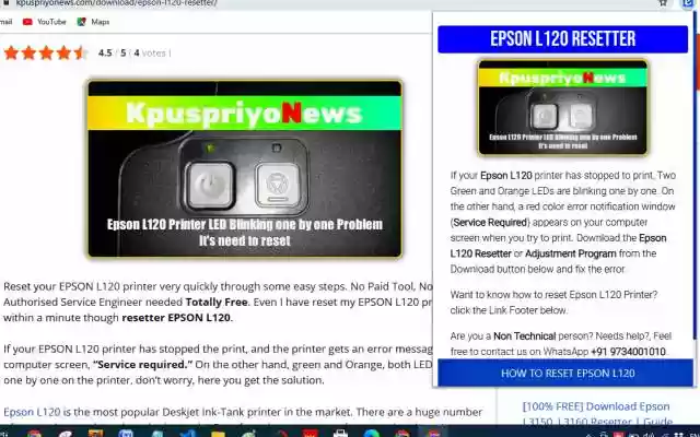 ▷ EPSON L120 RESETTER | Adjustment Program from Chrome web store to be run with OffiDocs Chromium online ▷ EPSON L120 RESETTER | Adjustment Program from Chrome web store to be run with OffiDocs Chromium online