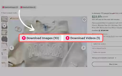 Etsy Downloader Download Videos Images from Chrome web store to be run with OffiDocs Chromium online Etsy Downloader Download Videos Images from Chrome web store to be run with OffiDocs Chromium online
