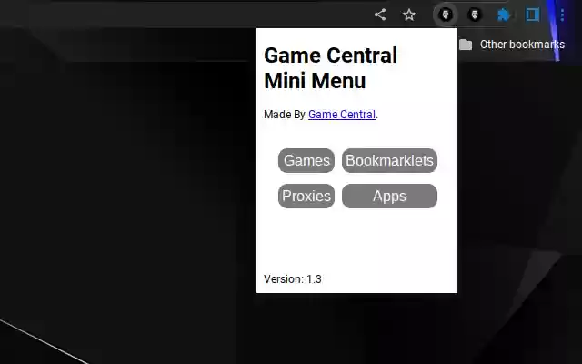 Game Central Mini Menu from Chrome web store to be run with OffiDocs Chromium online Game Central Mini Menu from Chrome web store to be run with OffiDocs Chromium online