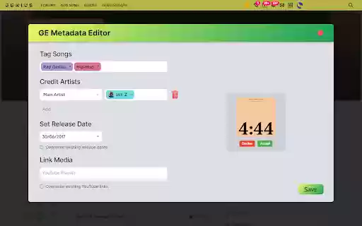 Genius Enhancer from Chrome web store to be run with OffiDocs Chromium online Genius Enhancer from Chrome web store to be run with OffiDocs Chromium online