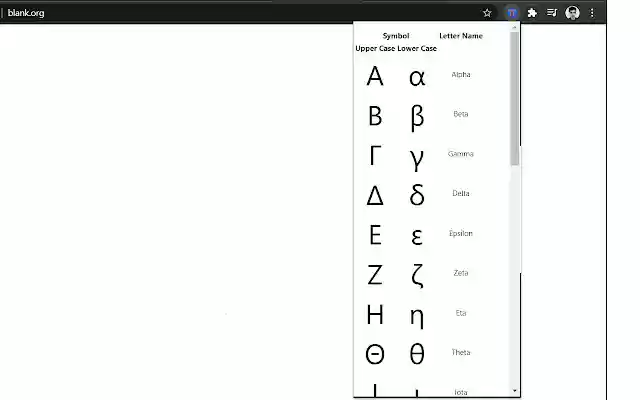 Greek alphabet from Chrome web store to be run with OffiDocs Chromium online Greek alphabet from Chrome web store to be run with OffiDocs Chromium online