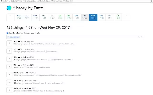 History by Date from Chrome web store to be run with OffiDocs Chromium online History by Date from Chrome web store to be run with OffiDocs Chromium online