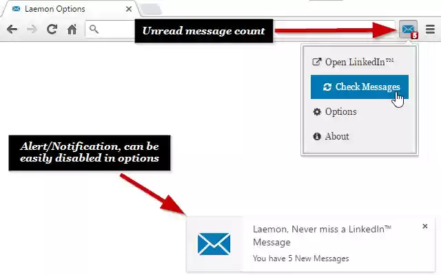 Laemon, Never miss a LinkedIn Message from Chrome web store to be run with OffiDocs Chromium online Laemon, Never miss a LinkedIn Message from Chrome web store to be run with OffiDocs Chromium online