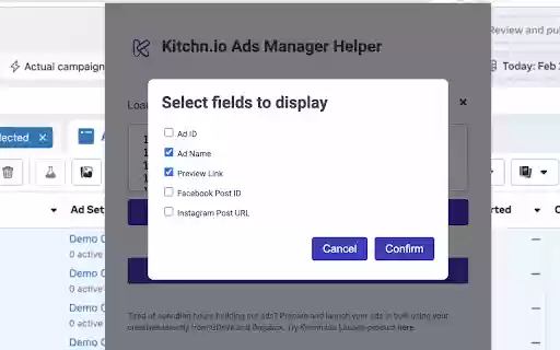 Meta Ads Manager Helper by Kitchn.io from Chrome web store to be run with OffiDocs Chromium online Meta Ads Manager Helper by Kitchn.io from Chrome web store to be run with OffiDocs Chromium online