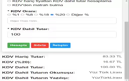 Modern KDV Hesaplayıcı from Chrome web store to be run with OffiDocs Chromium online Modern KDV Hesaplayıcı from Chrome web store to be run with OffiDocs Chromium online