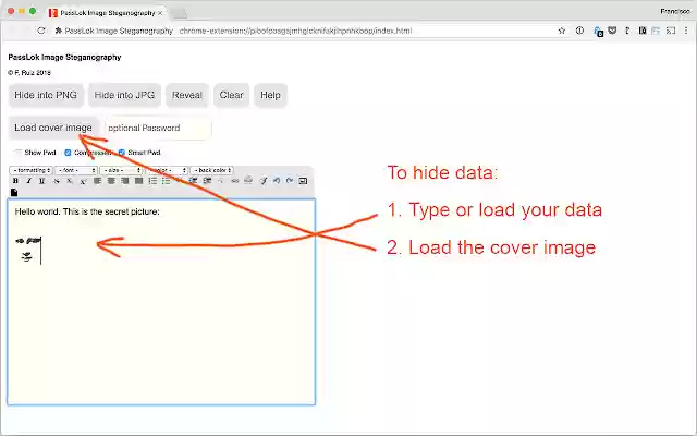 PassLok Image Steganography from Chrome web store to be run with OffiDocs Chromium online PassLok Image Steganography from Chrome web store to be run with OffiDocs Chromium online