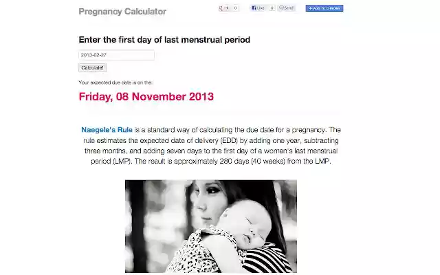 Pregnancy Calculator from Chrome web store to be run with OffiDocs Chromium online Pregnancy Calculator from Chrome web store to be run with OffiDocs Chromium online