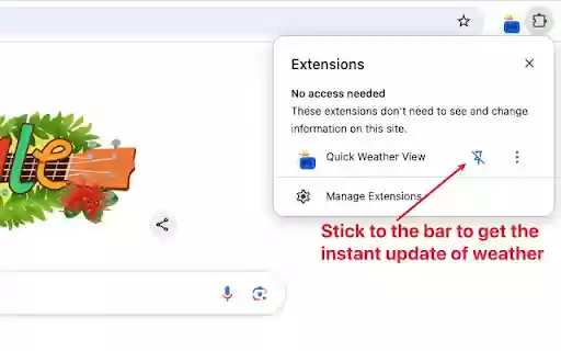 Quick Weather View from Chrome web store to be run with OffiDocs Chromium online Quick Weather View from Chrome web store to be run with OffiDocs Chromium online