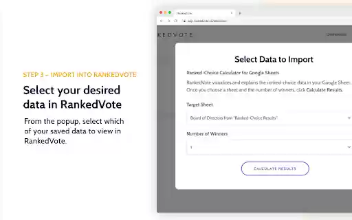 RankedVote for Google Sheets and CSVs from Chrome web store to be run with OffiDocs Chromium online RankedVote for Google Sheets and CSVs from Chrome web store to be run with OffiDocs Chromium online