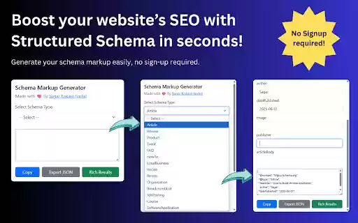 Schema Markup Generator from Chrome web store to be run with OffiDocs Chromium online Schema Markup Generator from Chrome web store to be run with OffiDocs Chromium online