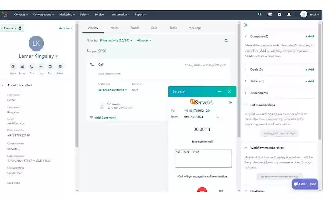 Servetel Extension For Hubspot from Chrome web store to be run with OffiDocs Chromium online Servetel Extension For Hubspot from Chrome web store to be run with OffiDocs Chromium online