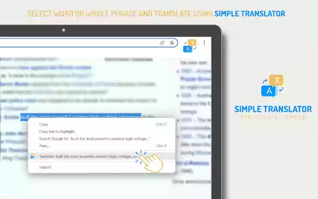 Simple Translator from Chrome web store to be run with OffiDocs Chromium online Simple Translator from Chrome web store to be run with OffiDocs Chromium online